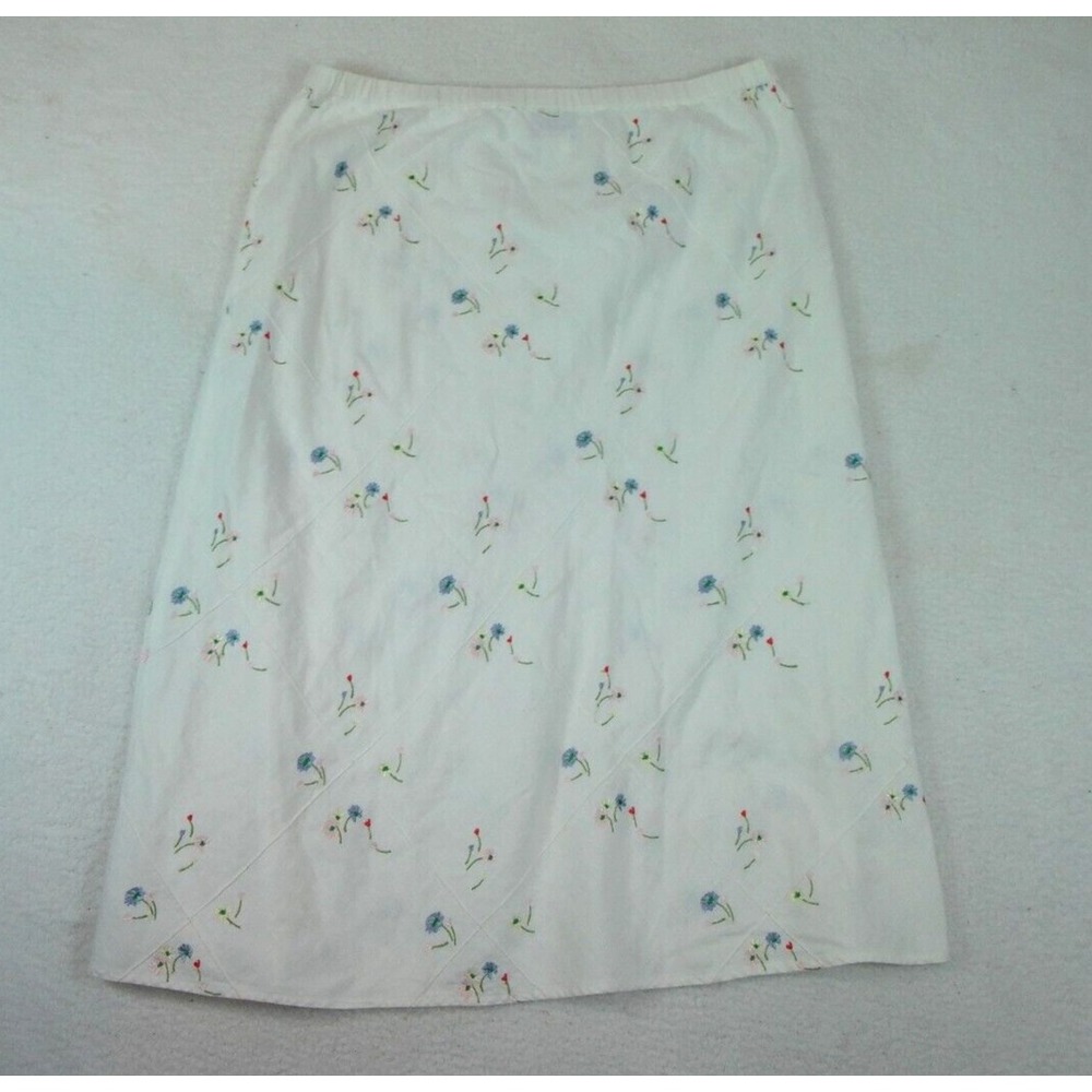 Susan Graver Women's XL Style‎ White Linen Blend Floral Embroidered Midi - Picture 8 of 9